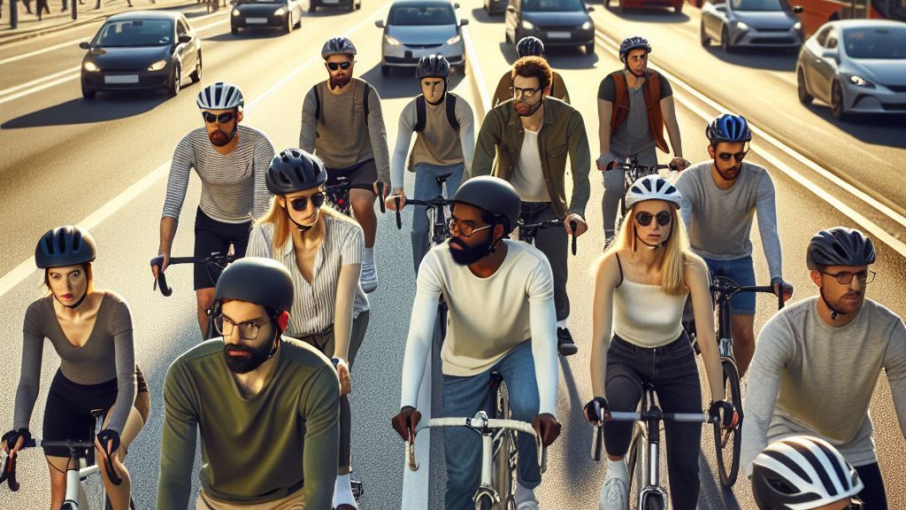 Fahrradfahrer im Straßenverkehr